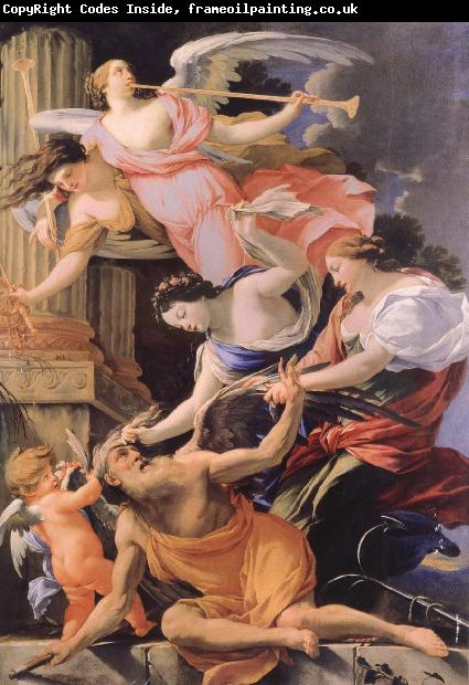 Simon  Vouet Saturn,Conquered by Amor venus and hope