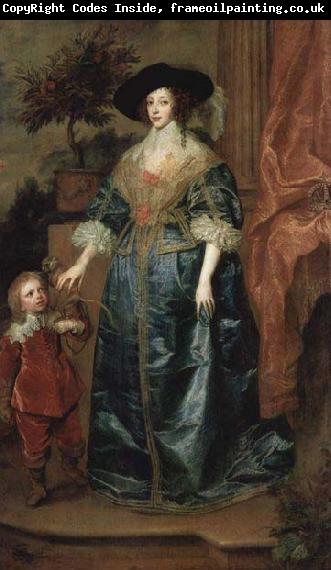 Anthony Van Dyck Henrietta Maria and the dwarf, Sir Jeffrey Hudson,