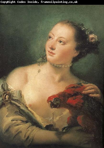 Giovanni Battista Tiepolo There are parrot portrait of young woman