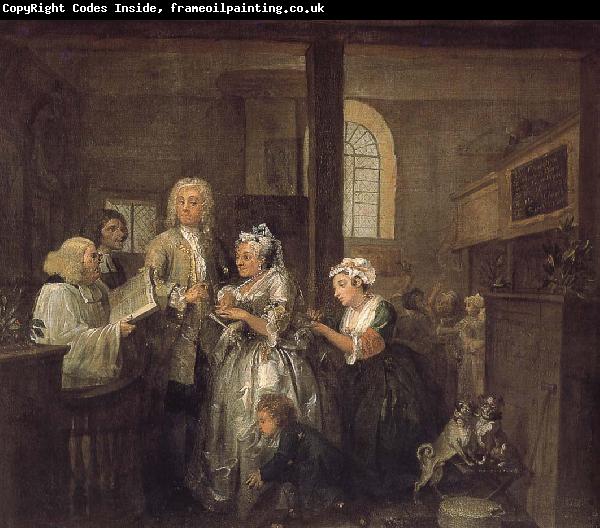 William Hogarth Prodigal son with the old woman to marry