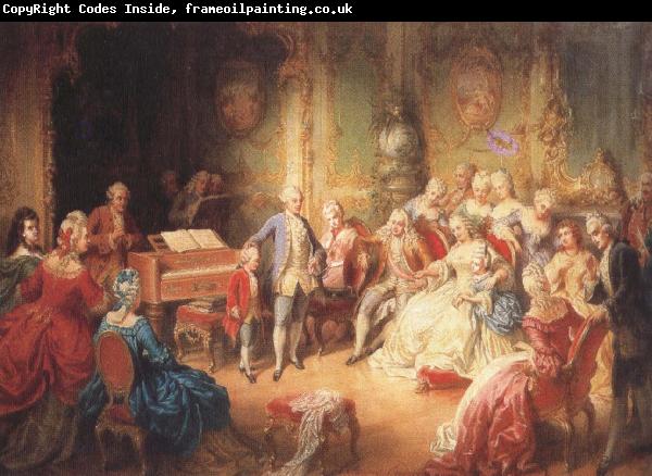 antonin dvorak the young mozart being presented by joseph ii to his wife, the empress maria theresa