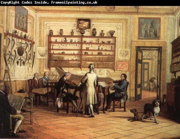 hans werer henze The mid-18th century a group of musicians take part in the main Chamber of Commerce fortrose apartment in Naples, Italy
