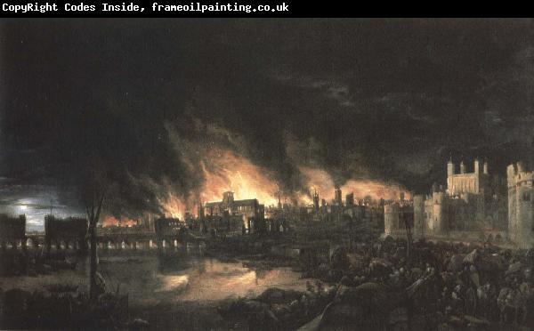 unknow artist samtida malning av branden i london 1666