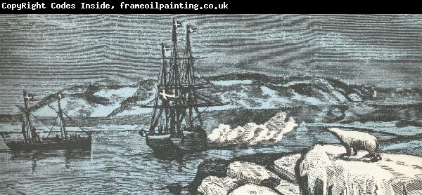 william r clark nordenskiolds fartyg vega ger salut,da det rundar asiens nordligaste udde kap tjeljuskin i augusti 1878