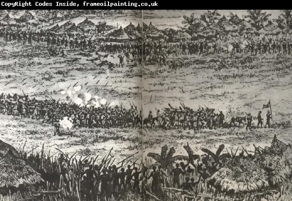 william r clark stanleys stora och valbevapnade expedition marscherar forbi rader rader av fientliga afrikaner