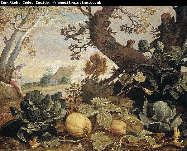 Abraham Bloemaert Landscape with fruit and vegetables in the foreground