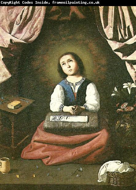 Francisco de Zurbaran the virgin as a girl, praying