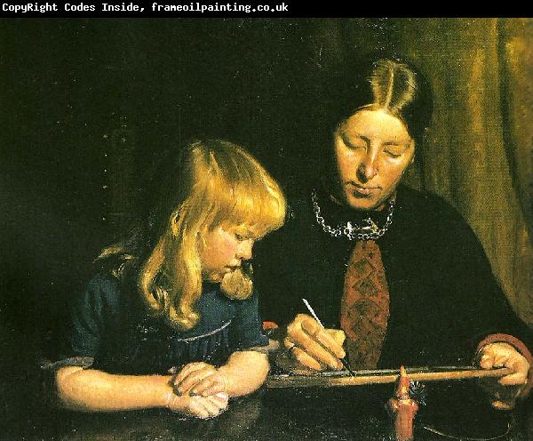 Michael Ancher anna ancher lcerer sin datter helga at tegne