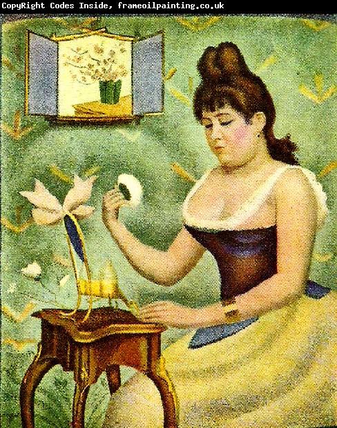 Georges Seurat ung kvinna som pudrar sig
