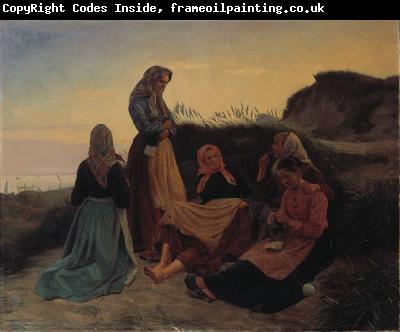 Michael Ancher Girls gathered on Sladrebakken a summernight eve