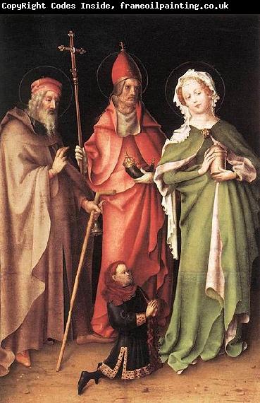 Stefan Lochner Saints Catherine, Hubert, and Quirinus with a Donor