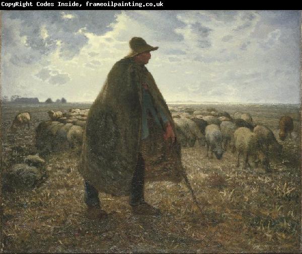 jean-francois millet Shepherd Tending His Flock