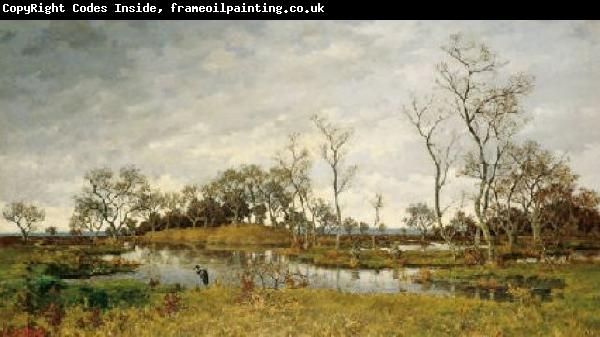 unknow artist Landscape of swamp with heron