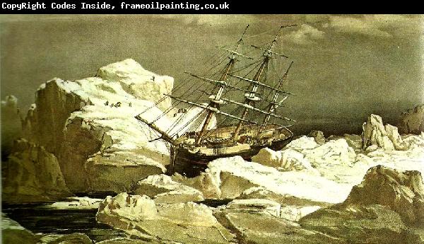 unknow artist robert mcclures skepp investigator sitter fast i isen norr om bankon