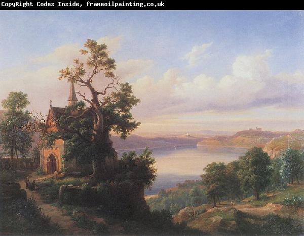 unknow artist Landscape with a lake and a gothic church.