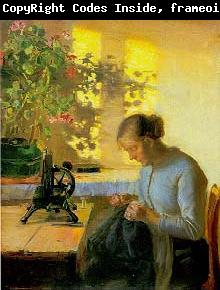 Anna Ancher Sewing fisherman's wife