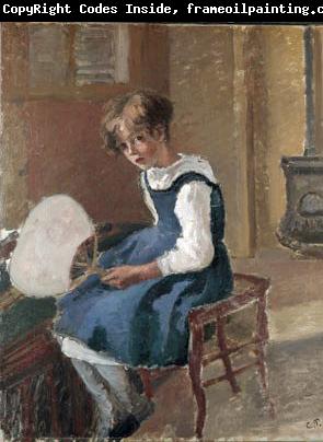 Camille Pissarro Jeanne Holding a Fan, oil on canvas painting by Camille Pissarro