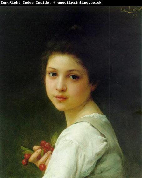Charles-Amable Lenoir Portrait of a young girl with cherries