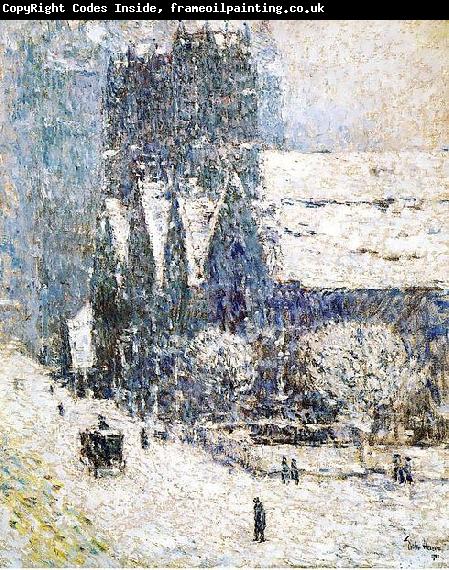Childe Hassam Painting, oil on canvas, of Calvary Church