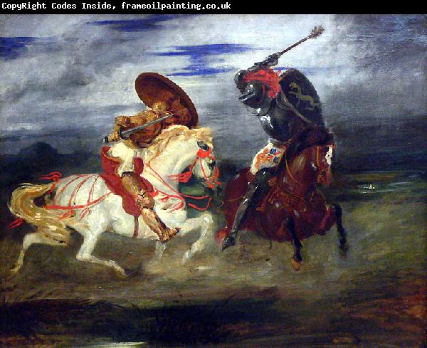 Eugene Delacroix Combat de chevaliers dans la campagne.
