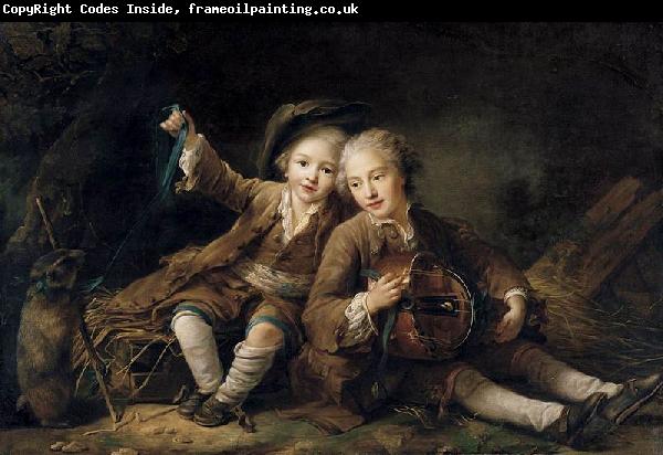 Francois-Hubert Drouais The Children of the Duc de Bouillon Dressed as Montagnards
