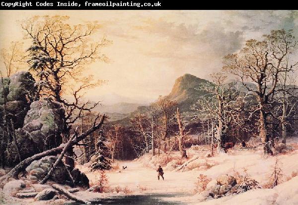 George Henry Durrie Hunter in Winter Wood