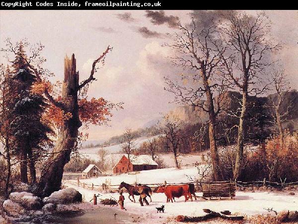 George Henry Durrie Gathering Wood for Winter