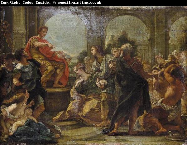 Giovanni Battista Gaulli Called Baccicio Painting depicting historical episode between Scipio Africanus and Allucius