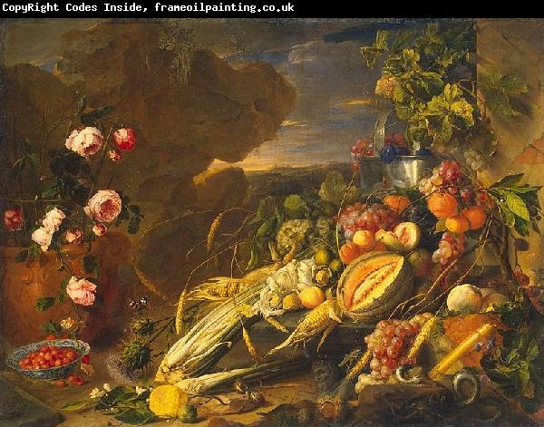 Jan Davidz de Heem Fruit and a Vase of Flowers