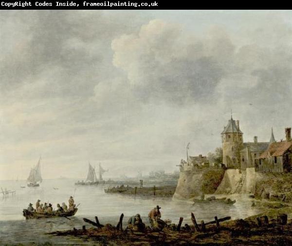 Jan van  Goyen River Scene with a Fortified Shore