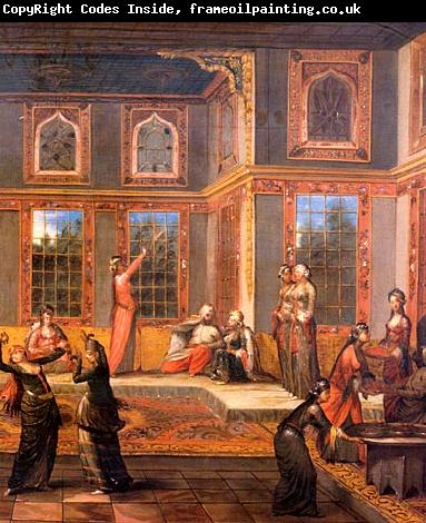 Jean-Baptiste Van Mour Harem scene with the Sultan