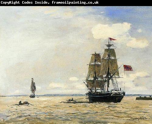 Johann Barthold Jongkind Norwegian Naval Ship Leaving the Port of Honfleur