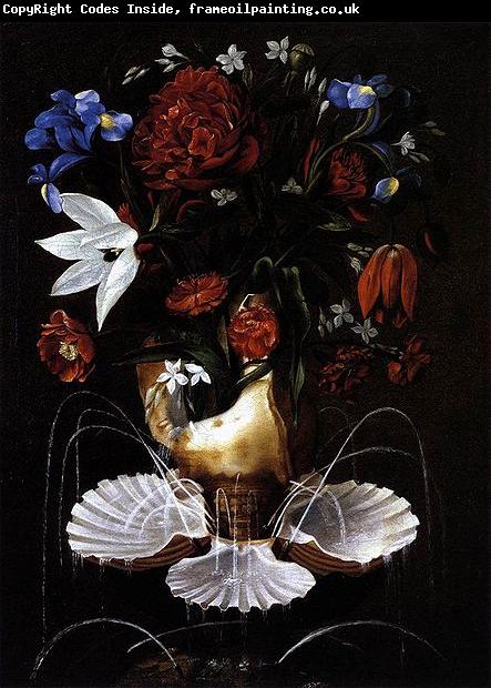 Juan de  Espinosa Still-Life with Shell Fountain and Flowers