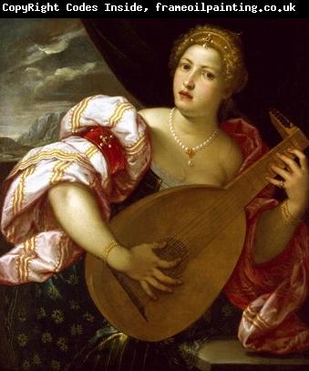 MICHELI Parrasio Young Woman Playing a Lute