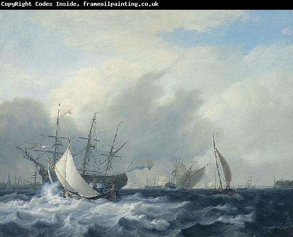 Nicolaas Baur Warship 'Amsterdam' on the IJ before Amsterdam