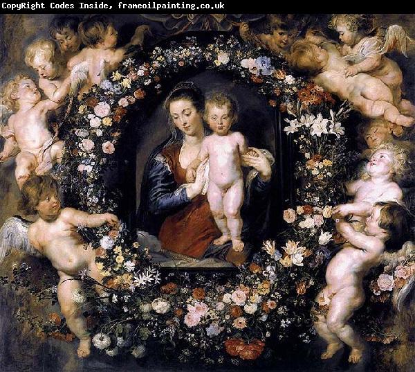 Peter Paul Rubens Madonna on Floral Wreath