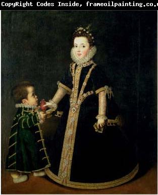Sofonisba Anguissola Girl with a dwarf, thought to be a portrait of Margarita of Savoy, daughter of the Duke and Duchess of Savoy