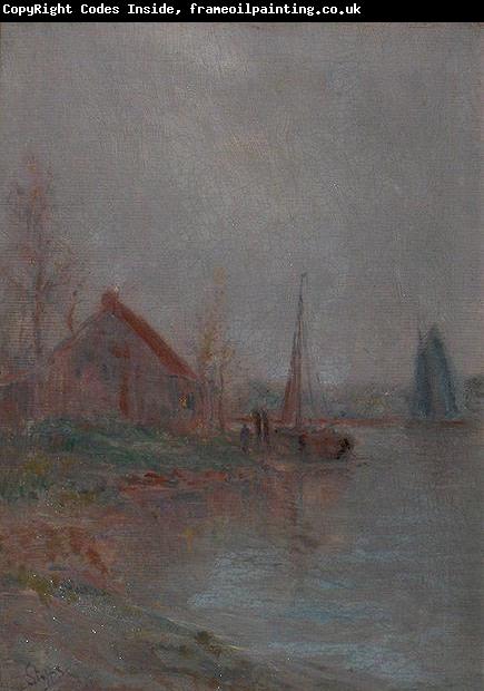 unknow artist Morning fog over the River Schelde