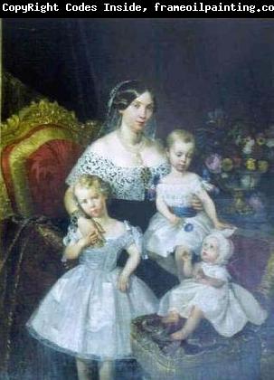 unknow artist Louise Marie Therese d'Artois, Duchess of Parma with her three children