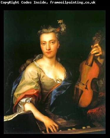 unknow artist Portrait of Young Woman Playing the Viola da Gamba