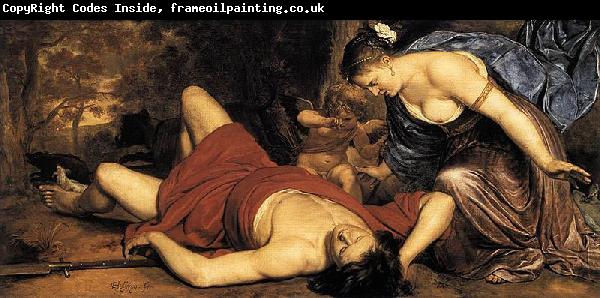 Cornelis Holsteyn Venus and Cupid lamenting the dead Adonis