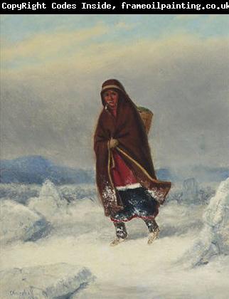 Cornelius Krieghoff Indian Woman in a Winter Landscape