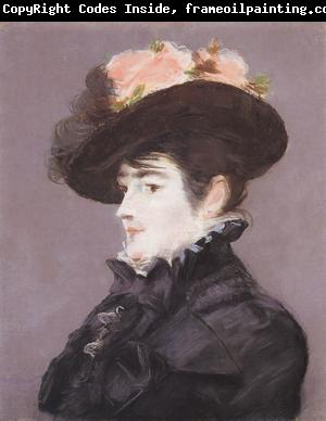 Edouard Manet Portrait de Jeanne Martin au Chapeau orne d'une Rose