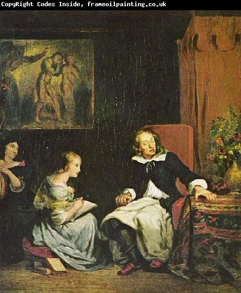 Eugene Delacroix Milton diktiert seinen Tochtern das