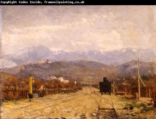 Eugenio Gignous Paesaggio con treno