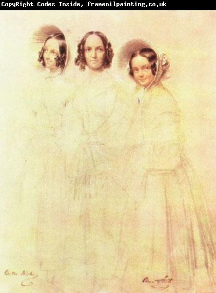 Franz Kruger Portrat der Frau Crelinger mit ihren Tochtern Bertha und Clara