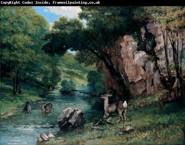 Gustave Courbet Roe Deer at a Stream