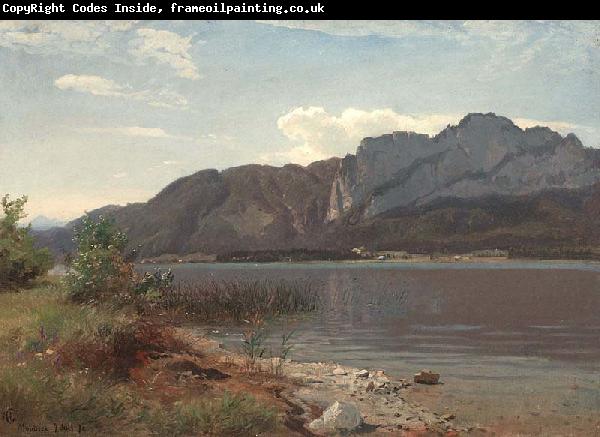Hans Gude Painting Landskap fra Drachenwand ved Mondsee