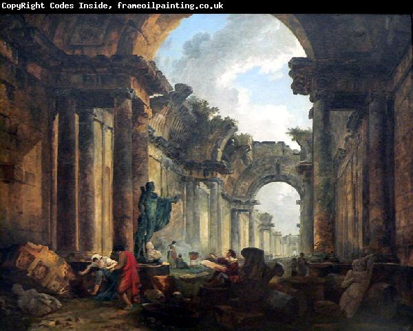 Hubert Robert Imaginary View of the Grand Gallery of the Louvre in Ruins