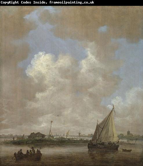 Jan van Goyen A River Scene, with a Hut on an Island.